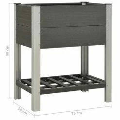 VidaXL Lit surélevé de jardin avec étagère 75x50x90 cm WPC Gris -Pots & cache-pots Soldes 2022 image 6 149014