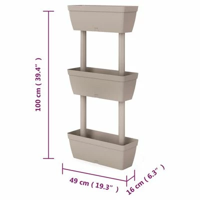 VidaXL Jardinières 3 pcs 100 cm Taupe 6 VidaXL Jardinières 3 pcs 100 cm Taupe – Image 6