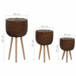 VidaXL Jardinière 3 pcs Osier avec doublure en PE -Pots & cache-pots Soldes 2022 image 6 246827