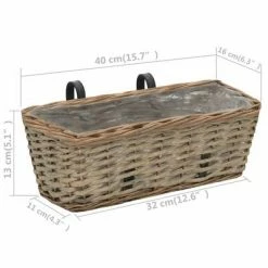 VidaXL Jardinière de balcon 2 pcs Osier avec doublure en PE 40 cm -Pots & cache-pots Soldes 2022 image 6 246828