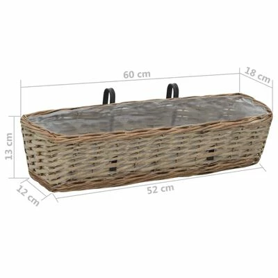 VidaXL Jardinière de balcon 2 pcs Osier avec doublure en PE 60 cm 6 VidaXL Jardinière de balcon 2 pcs Osier avec doublure en PE 60 cm – Image 6