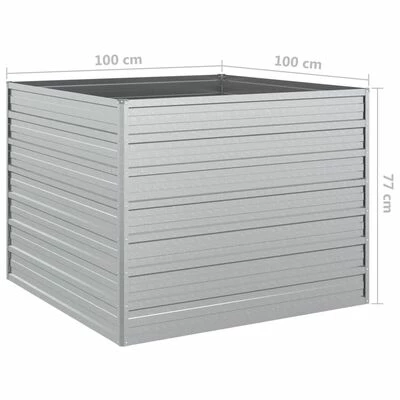 VidaXL Lit surélevé de jardin 100x100x77 cm Acier galvanisé Argenté 6 VidaXL Lit surélevé de jardin 100x100x77 cm Acier galvanisé Argenté – Image 6