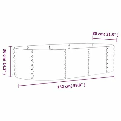 VidaXL Jardinière de jardin Acier enduit de poudre 152x80x36cm Argenté 6 VidaXL Jardinière de jardin Acier enduit de poudre 152x80x36cm Argenté – Image 6