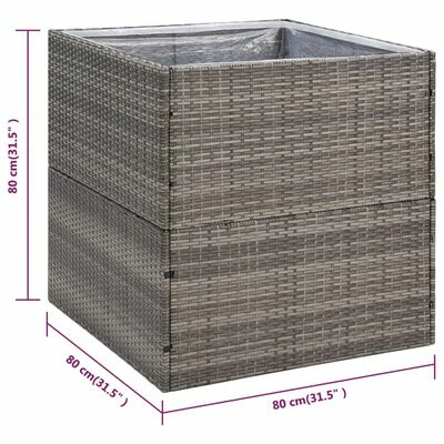 VidaXL Jardinière Gris 80x80x80 cm Résine tressée 6 VidaXL Jardinière Gris 80x80x80 cm Résine tressée – Image 6