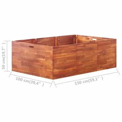 VidaXL Lit surélevé de jardin Bois d'acacia 150x100x50 cm 6 VidaXL Lit surélevé de jardin Bois d'acacia 150x100x50 cm – Image 6