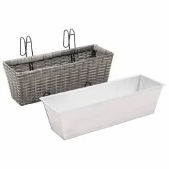VidaXL Lits surélevés de balcon 2 pcs 50 cm Gris Résine tressée -Pots & cache-pots Soldes 2022 image 6 45428