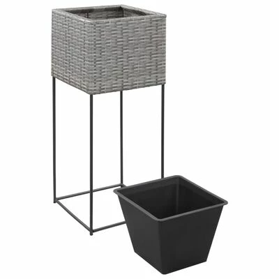 VidaXL Lits surélevés de jardin 3 pcs Résine tressée Gris 6 VidaXL Lits surélevés de jardin 3 pcs Résine tressée Gris – Image 6