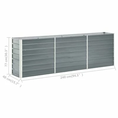VidaXL Lit surélevé de jardin Acier galvanisé 240x40x77 cm Gris 6 VidaXL Lit surélevé de jardin Acier galvanisé 240x40x77 cm Gris – Image 6