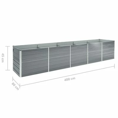 VidaXL Lit surélevé de jardin Acier galvanisé 400x80x45 cm Gris 6 VidaXL Lit surélevé de jardin Acier galvanisé 400x80x45 cm Gris – Image 6