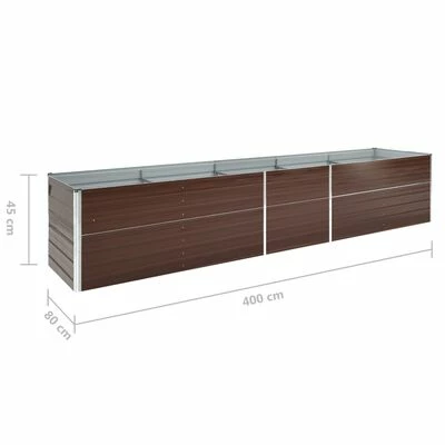 VidaXL Lit surélevé de jardin Acier galvanisé 400x80x45 cm Marron 6 VidaXL Lit surélevé de jardin Acier galvanisé 400x80x45 cm Marron – Image 6