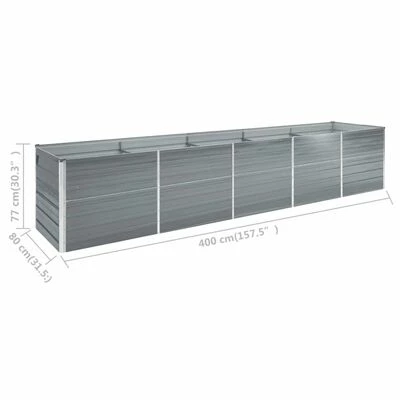 VidaXL Lit surélevé de jardin Acier galvanisé 400x80x77 cm Gris 6 VidaXL Lit surélevé de jardin Acier galvanisé 400x80x77 cm Gris – Image 6