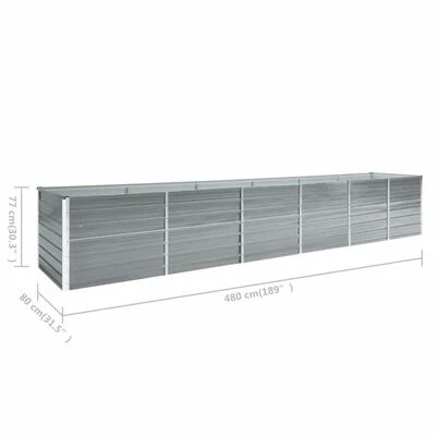 VidaXL Lit surélevé de jardin Acier galvanisé 480x80x77 cm Gris 6 VidaXL Lit surélevé de jardin Acier galvanisé 480x80x77 cm Gris – Image 6
