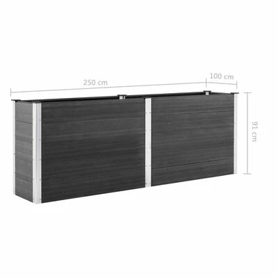 VidaXL Lit surélevé de jardin 250x100x91 cm WPC Gris 6 VidaXL Lit surélevé de jardin 250x100x91 cm WPC Gris – Image 6