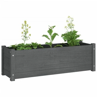 VidaXL Jardinière d'extérieur Gris 100x31x31 cm Bois de pin massif 6 VidaXL Jardinière d'extérieur Gris 100x31x31 cm Bois de pin massif – Image 6